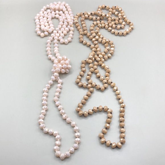 Flapper extra long crystal glass beaded infinity necklaces lot 2, layering. - Picture 1 of 6